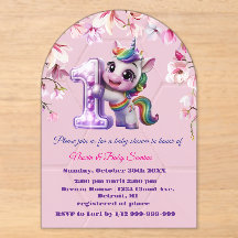 Einkladung zur Babyparty mit Einhorn-Thema