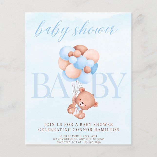 Einladende Babydusche, blau, Baby (Vorderseite)