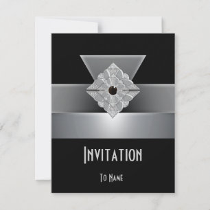 Einladende Jeden Anlaß Black Silver Art Deco Einladung