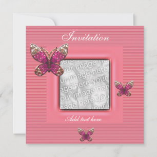 Einladende Jeden Anlaß Rosa Schmetterling hinzufüg Einladung