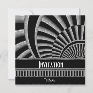 Einladende Jeden Anlaß Silver Black Art Deco Einladung