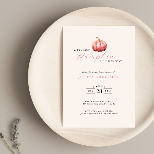 Einladende Pink Pumpkin Baby Dusche Einladung (Pink Pumpkin Baby Shower Invitation)