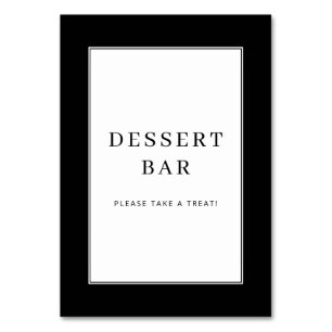 Einladende schwarz-weiße typografische Dessertbar Tischnummer