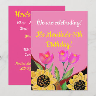 Einladende Tulips & Sonnenblumen zum Geburtstag Einladung
