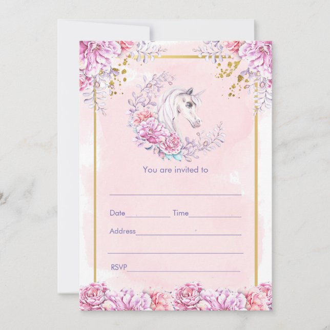 Einladendes Aquarellblumenorn ausfüllen Einladung (Vorderseite)