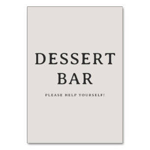 Einladendes Beige Serif Dessertbar-Schild Tischnummer