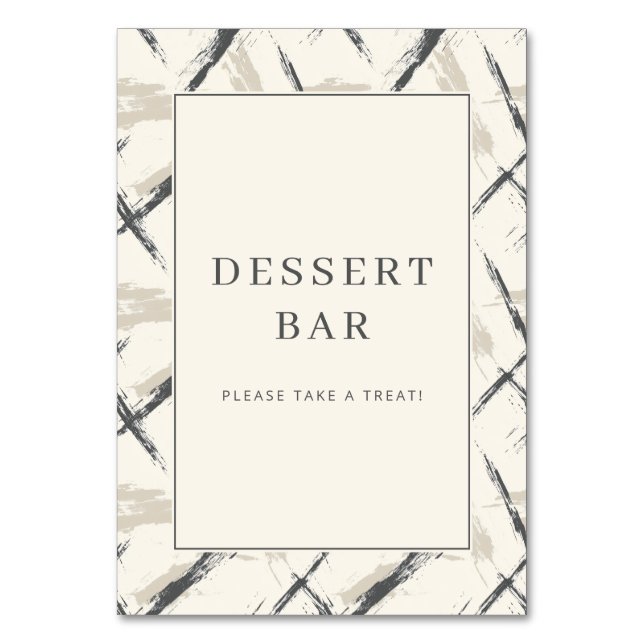 Einladendes neutrales Dessertbar-Schild Tischnummer (Vorderseite)
