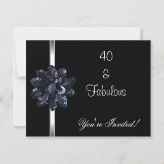 Einladendes Party Black Sequin Blume Fabulous 40. Einladung