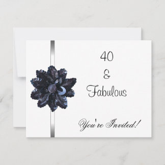 Einladendes Party Black Sequin Blume Fabulous 40. Einladung
