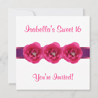 Einladendes Party Weißrosa Blume Sweet 16 Einladung