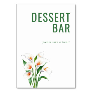 Einladendes Schild für eine grüne Blumen Dessertba Tischnummer