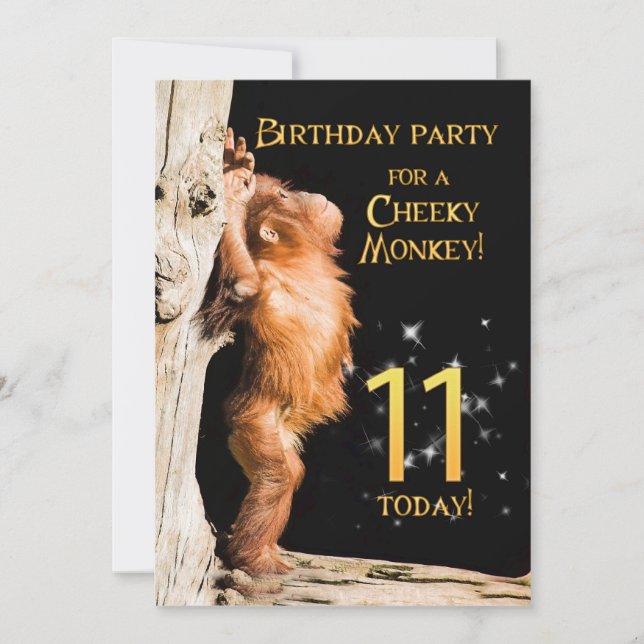 Einladung 11 zum Geburtstag mit Orang-Utan (Vorderseite)