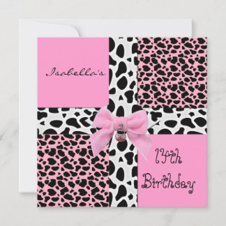 Einladung 14. Teen Birthday Wild Pink Kuh Tier