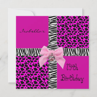 Einladung 14. Teen Birthday Wild Pink Kuh Tier