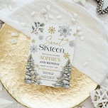 Einladung 16 . Geburtstag Winter zum Geburtstag<br><div class="desc">16 . Geburtstag Geburtstag Einladungen mit Gold und Silber Schneeflocken und Pinien. Ideal für Ihre 16. Geburtstagsfeier im Winter.</div>