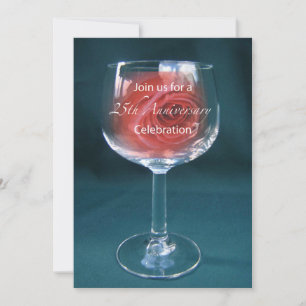 Einladung 25. Hochzeitstag Wineglass Rose