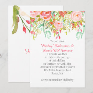 Einladung #2 Rosa Rosen Mint Wildblumen Grünfläche