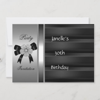 Einladung 30. Geburtstag Party Silver Black