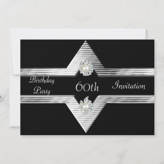 Einladung 60. Geburtstag Schwarzes Silber Jewel