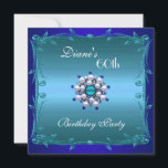 Einladung 60. Geburtstagsparty Aquamarin Deep Blue<br><div class="desc">60. Geburtstagsparty Aquamarin Deep Blue Floral Pearl Jewel Einladung 60. 50. 40. Geburtstagsfeier Elegant</div>