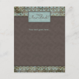 Einladung Ankündigung Damask Brown Turq 5