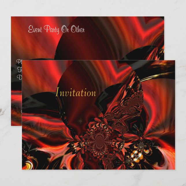 Einladung Art Abstrakte Schmuckseide in Rot (Vorne/Hinten)