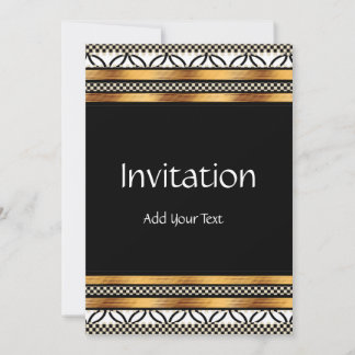 Einladung Art Deco Gold Schwarz-weiß