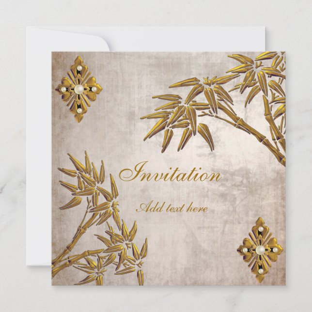 Einladung Asiatische Gold altes Papier (Vorderseite)