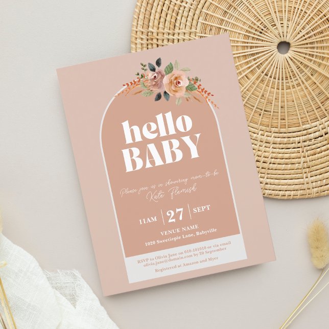 Einladung auf Postkarte, Hallo Baby, moderne Babyd Postkarte (Von Creator hochgeladen)