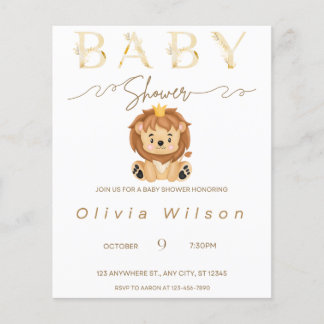 Einladung Baby Dusche goldenes Tier