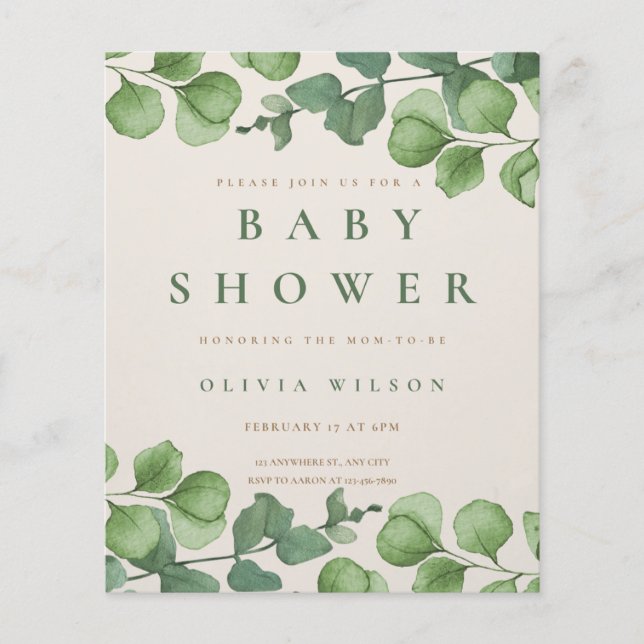 Einladung Babydusche, Blume (Vorderseite)