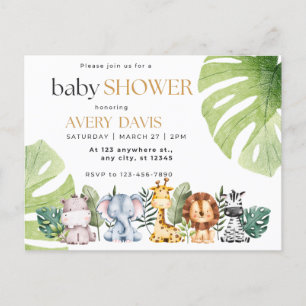 Einladung Babydusche, Tiere, Safari Postkarte