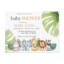 Einladung Babydusche, Tiere, Safari