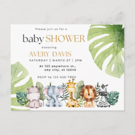 Einladung Babydusche, Tiere, Safari Postkarte