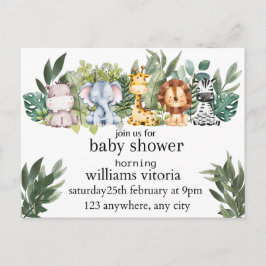 Einladung Babydusche, Tiere, Safari Postkarte