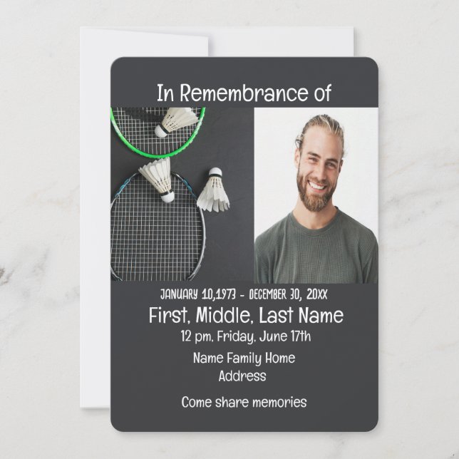 Einladung Badminton zum Gedenkdienst (Vorderseite)