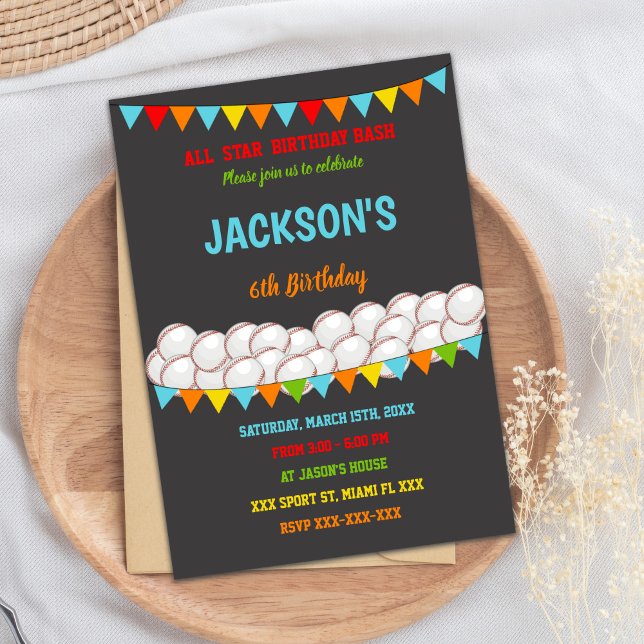 Einladung Baseball zum Geburtstag (Baseball Birthday Invitations)