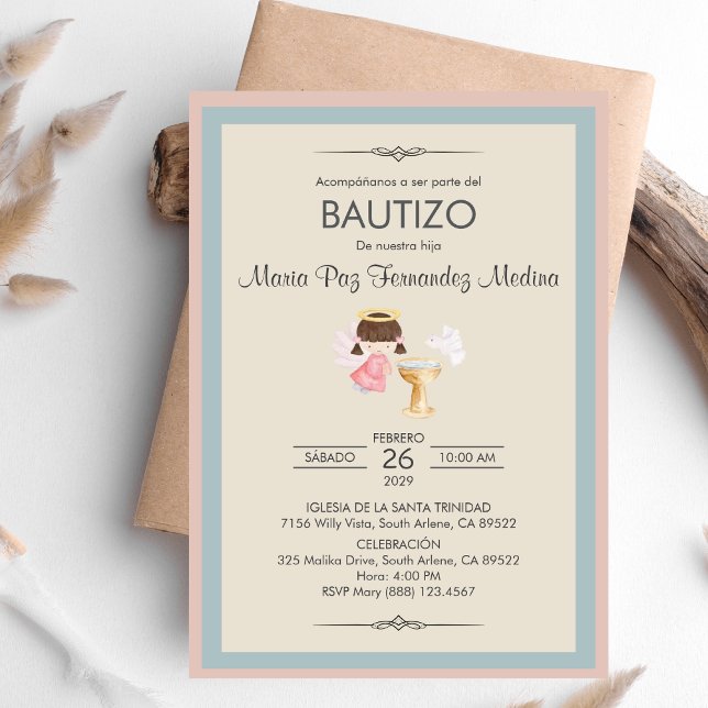 Einladung Bautizo Girl Angel Religiöse Taufe (Von Creator hochgeladen)