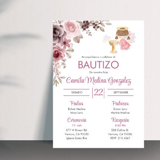 Einladung Bautizo Niedliche Blume Girl Angel Taufe