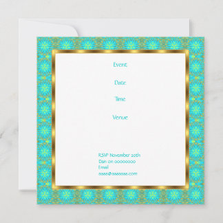 Einladung Birthday Aqua & Gold Patchwork