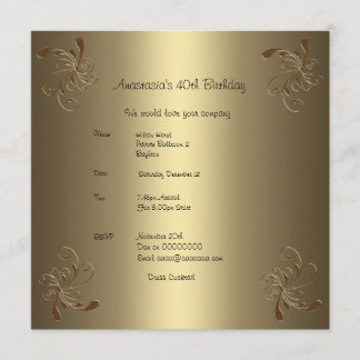 Einladung Birthday Gold Floral 2