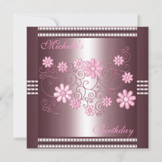 Einladung Birthday Pink Floral
