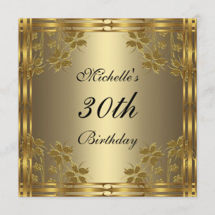 Einladung Black Bronze Gold & Gold Blume