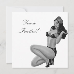 Einladung Black & White Style Button-Up Girl 20