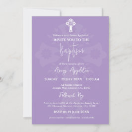 Einladung Bloral Cross Taufe Lilac