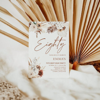 Einladung Boho Pampas zum 80. Geburtstag