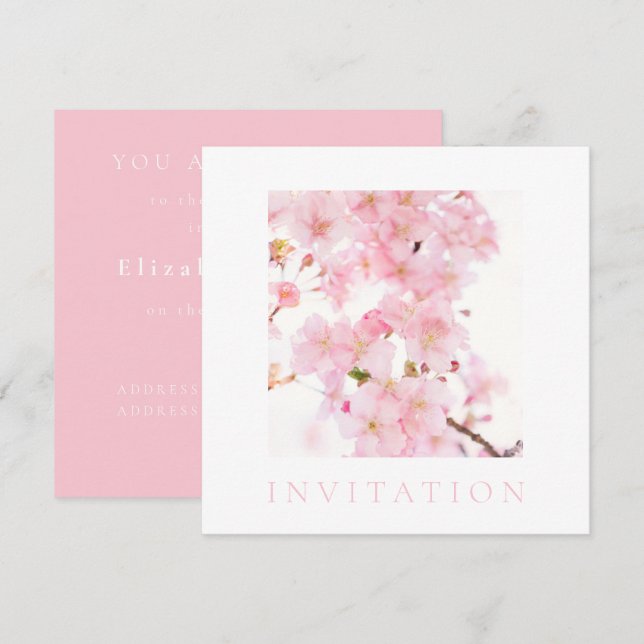 EINLADUNG: BRAUTPARTY: CHERRY BLOSSOM BRANCH EINLADUNG (Vorne/Hinten)