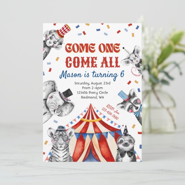 Einladung Circus Birthday | Einladung zum Karneval (Stehend Vorderseite)
