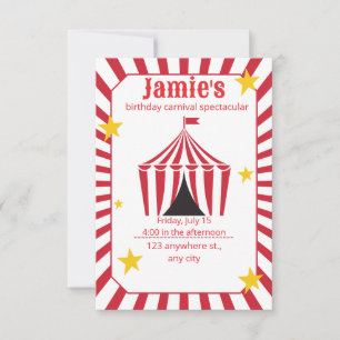 Einladung Circus Birthday Red Carnival Zelt