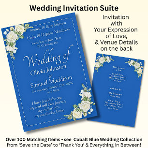 Einladung Cobalt Blue & White Roses Hochzeitssuite